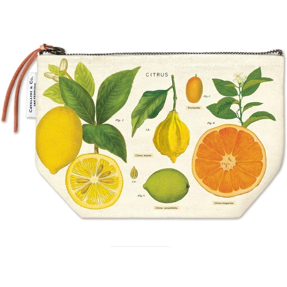 Cavallini & Co. Citrus Print Pouch - Cream and Orange